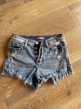 Just USA Light Blue Distressed Denim Shorts